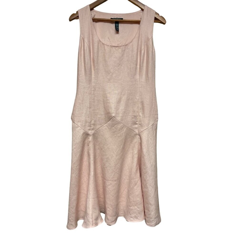 Ralph Lauren Notting Hill Women's Dress 100% Linen Pink Sleeveless Size 6 NEW